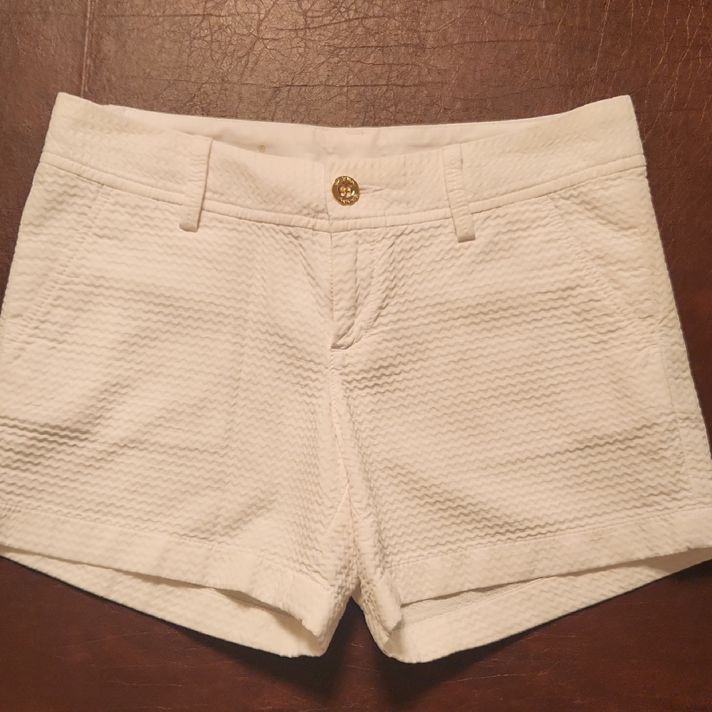 Lilly Pulitzer White High Waist Shorts with Textured Design